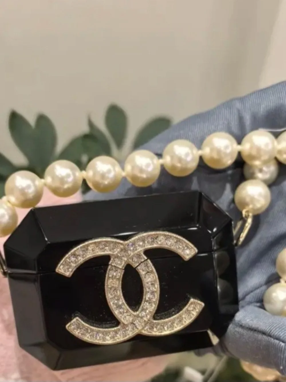 VIP Precision Black and Pearl Crystal CC Pendant Necklace